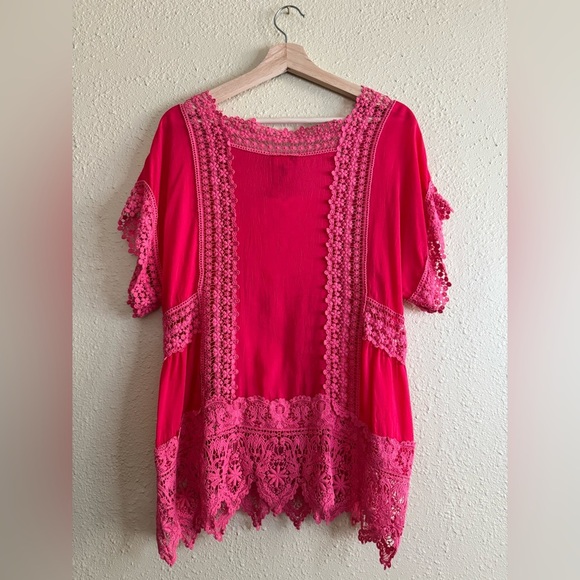 NEW | Johnny Was | Pink Crochet Georgette Blouse - Size M - Picture 7 of 7